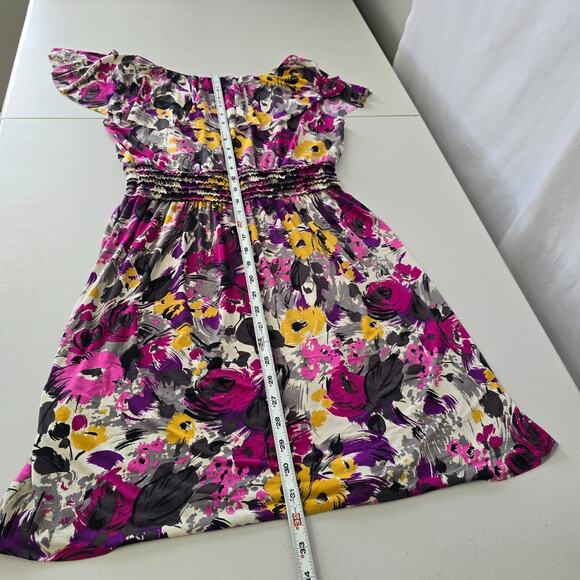 Elle Mini Dress Women's M Multi-Color Floral Stretch Ruffle Short Sleeve NWT - Picture 14 of 16